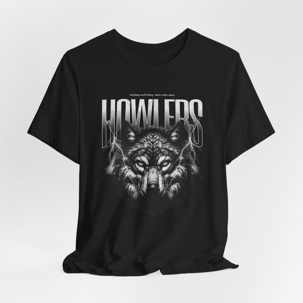 Howlers Wolf Head Tee, Red Rising Shirt, Gothic Wolf Graphic T-Shirt